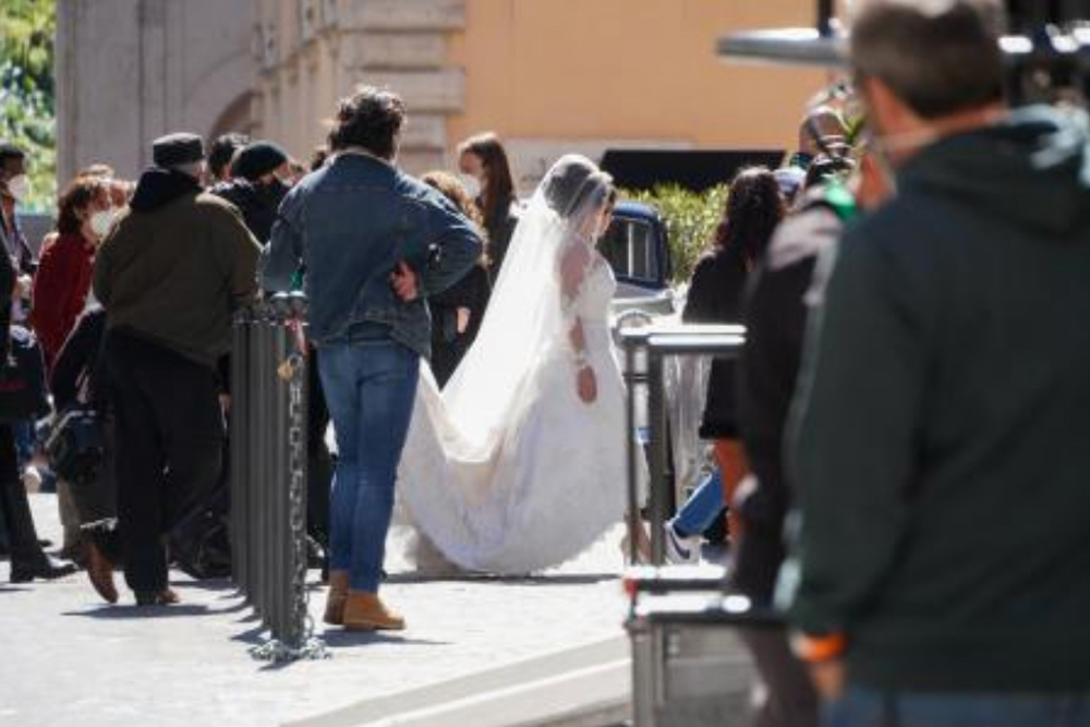 Lady Gaga Spotted In Wedding Dress From House Of Gucci