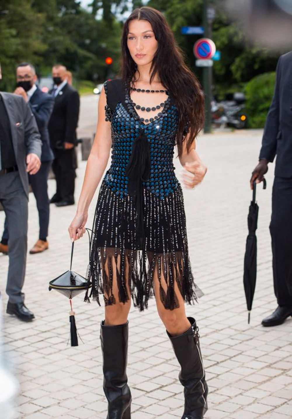 Bella Hadid Wears a Louis Vuitton Crop Top in Paris